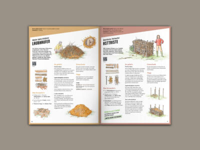 Doppelseite Massnahme Laubhaufen und Astriste