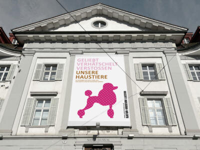 Plakat zur Ausstellung «Unsere Haustiere» für das Natur-Museum Luzern