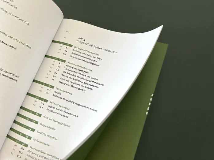 Detailaufnahme eines Inhaltsverzeichnisses